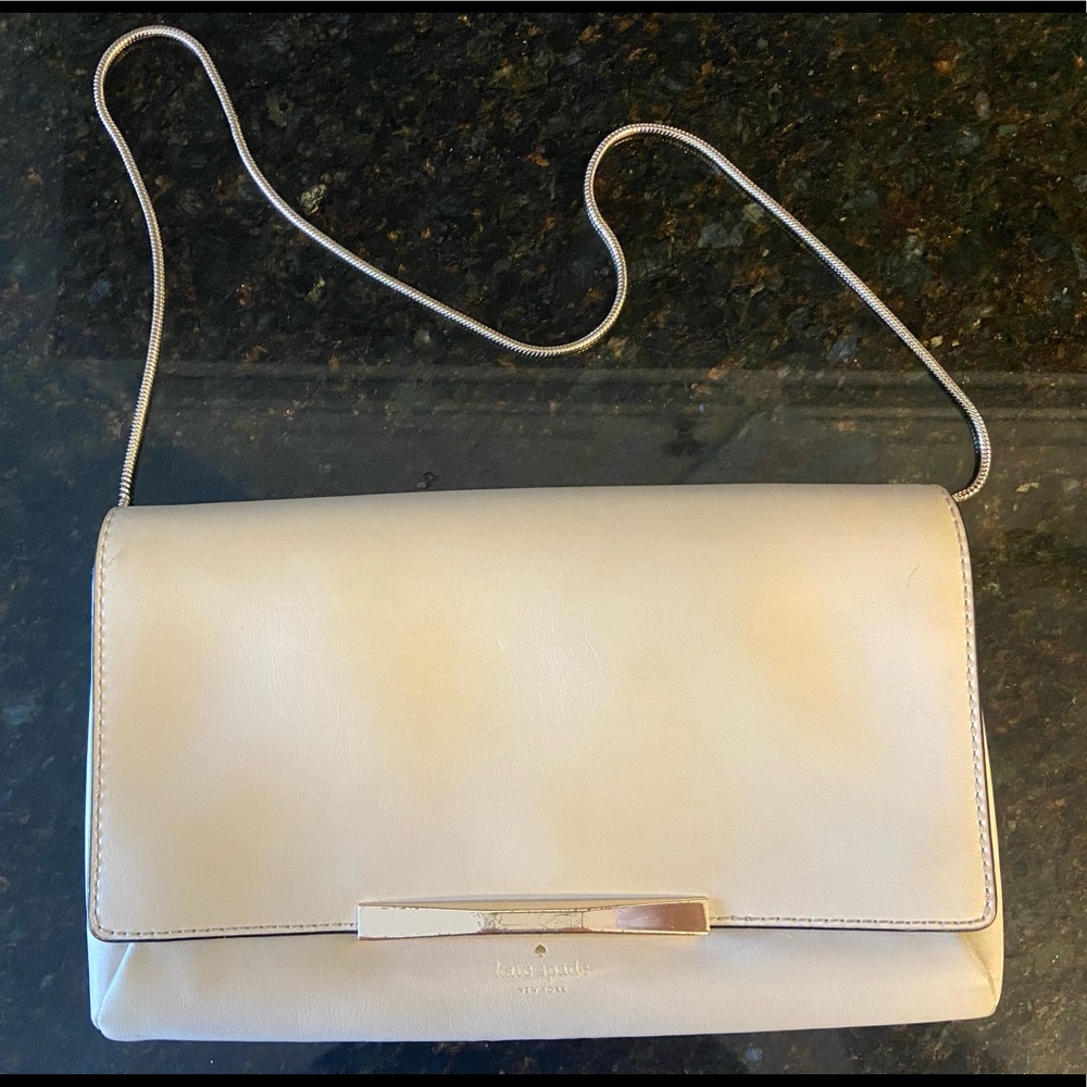 Kare Spade evening purse - beige small flap with gold chain
